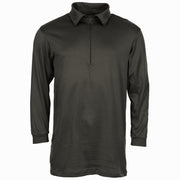 Camiseta térmica larga negra con cuello y cremallera estilo suizo