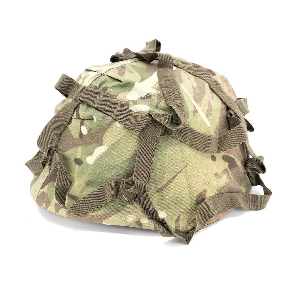 Funda para casco de combate Británico MK6 en camuflaje Tarn, usada