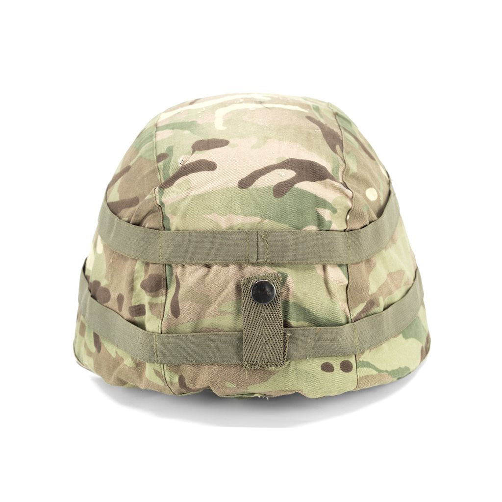Funda para casco de combate británico MK7 en camuflaje Tarn, usada