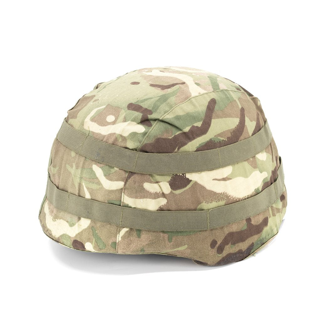 Funda para casco de combate británico MK7 en camuflaje Tarn, usada