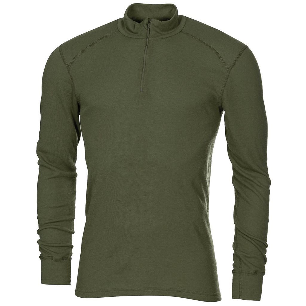 Camiseta térmica ODLO holandesa color oliva con cremallera, en muy buen estado