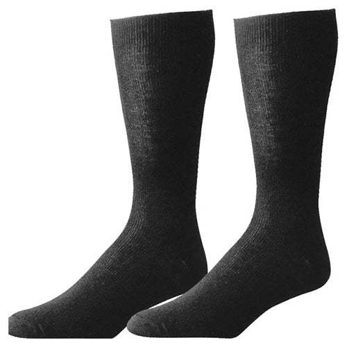 Calcetines negros 80% polipropileno, 10% nylon, 10% spandex. Hecho en EE. UU.