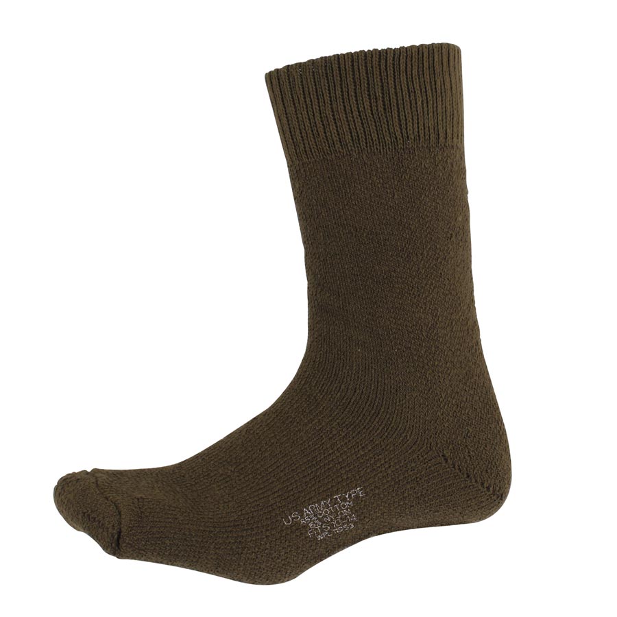 Calcetines US H.W. Cold Weather khaki de algodón, fabricados en EE. UU.