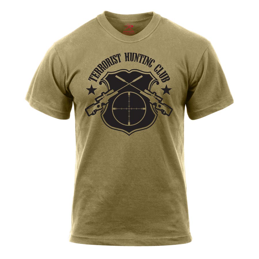 Camiseta TERRORIST HUNTING CLUB color marrón coyote, motivo club de caza