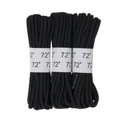 Pack de 3 pares de cordones redondos negros de 180 cm para botas altas en blíster