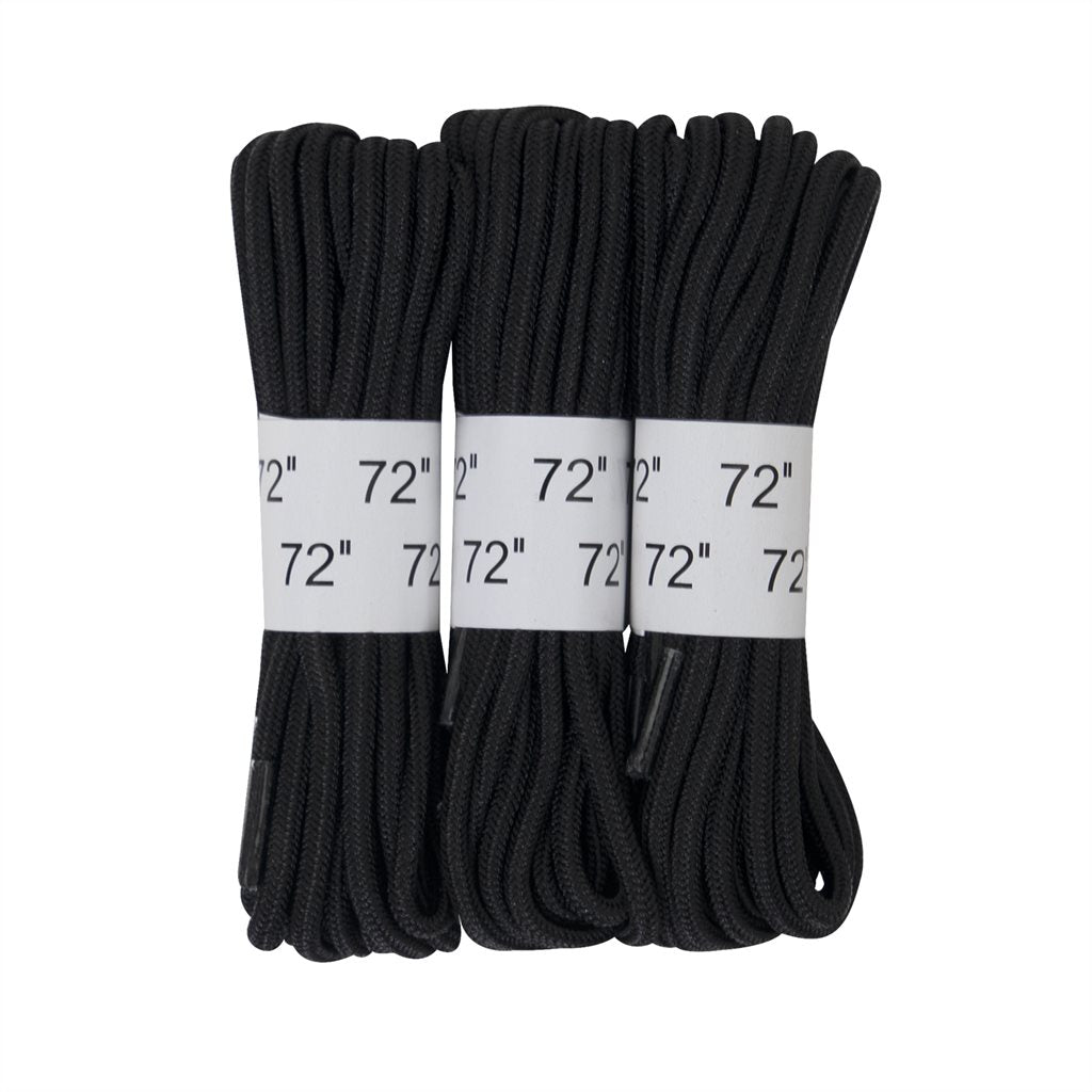 Pack de 3 pares de cordones redondos negros de 180 cm para botas altas en blíster