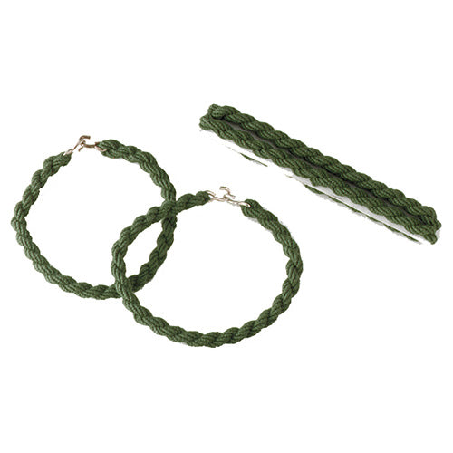 Gomas US verdes para sujetar la pernera al calzado. Algodón elástico con ganchos metálicos. Set de 2