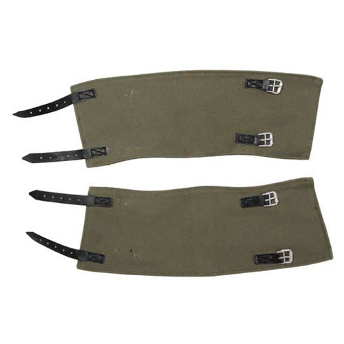 Polainas BW tipo WH usadas, tela de lana resistente con correas de cuero y hebillas metálicas