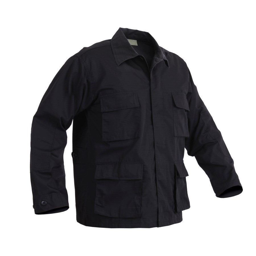 Camisa BDU SWAT negra Rothco en tejido rip-stop, vista frontal