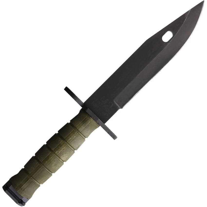 Bajoneta US M9 Combat verde de ONTARIO, versión sin sierra integrada