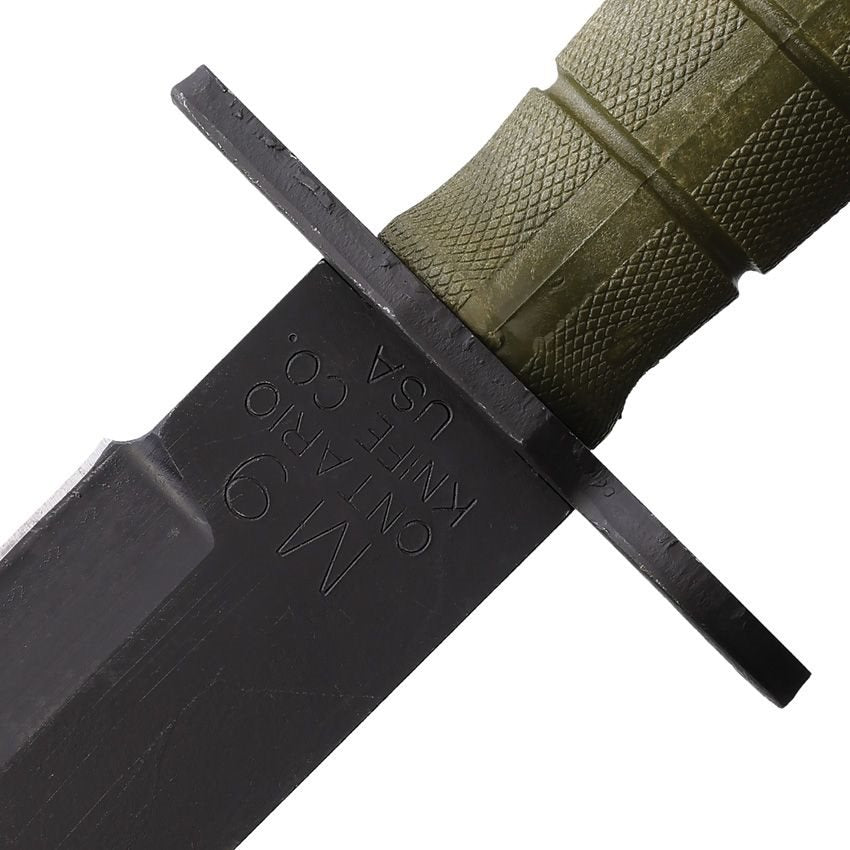 Bajoneta US M9 Combat verde de ONTARIO, versión sin sierra integrada