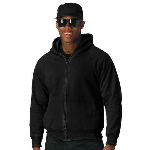 Sudadera con capucha Rothco THERAL negra con cremallera y forro termico