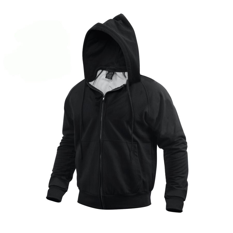 Sudadera con capucha Rothco THERAL negra con cremallera y forro termico
