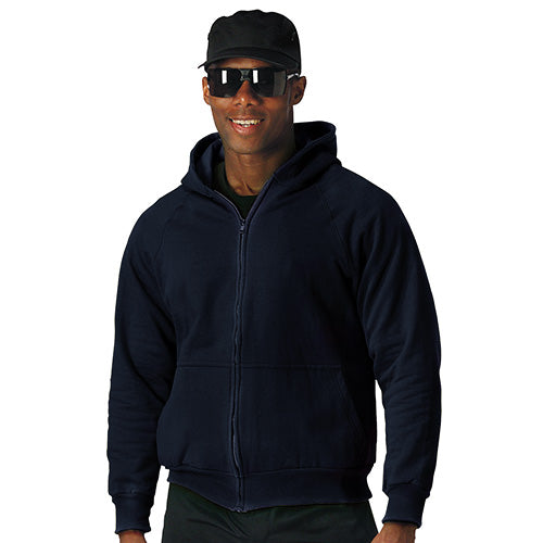 Sudadera THERMAL con capucha y cremallera, forro termico, color azul marino, Rothco