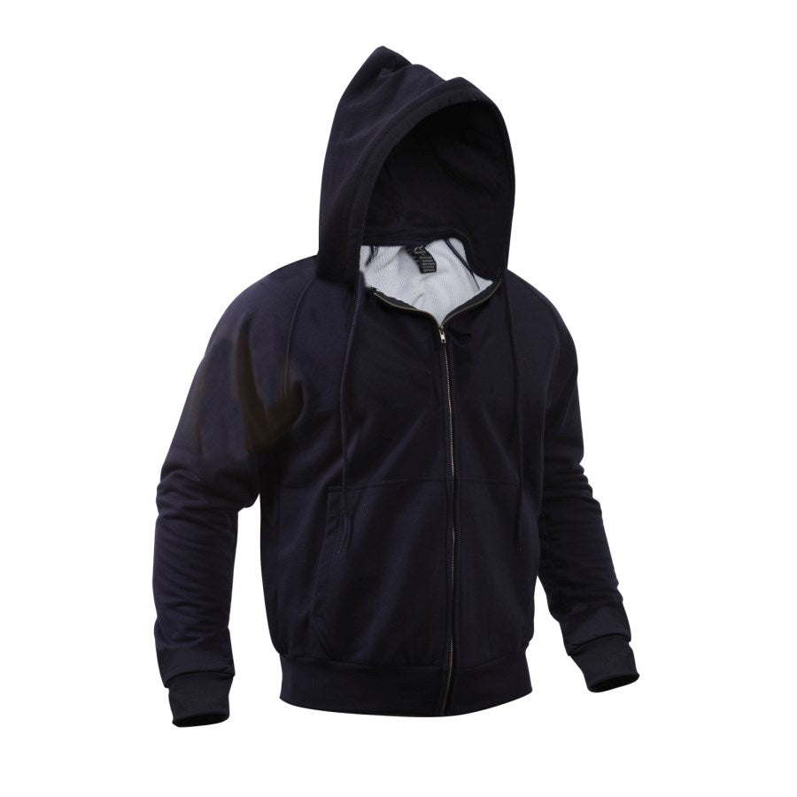 Sudadera THERMAL con capucha y cremallera, forro termico, color azul marino, Rothco