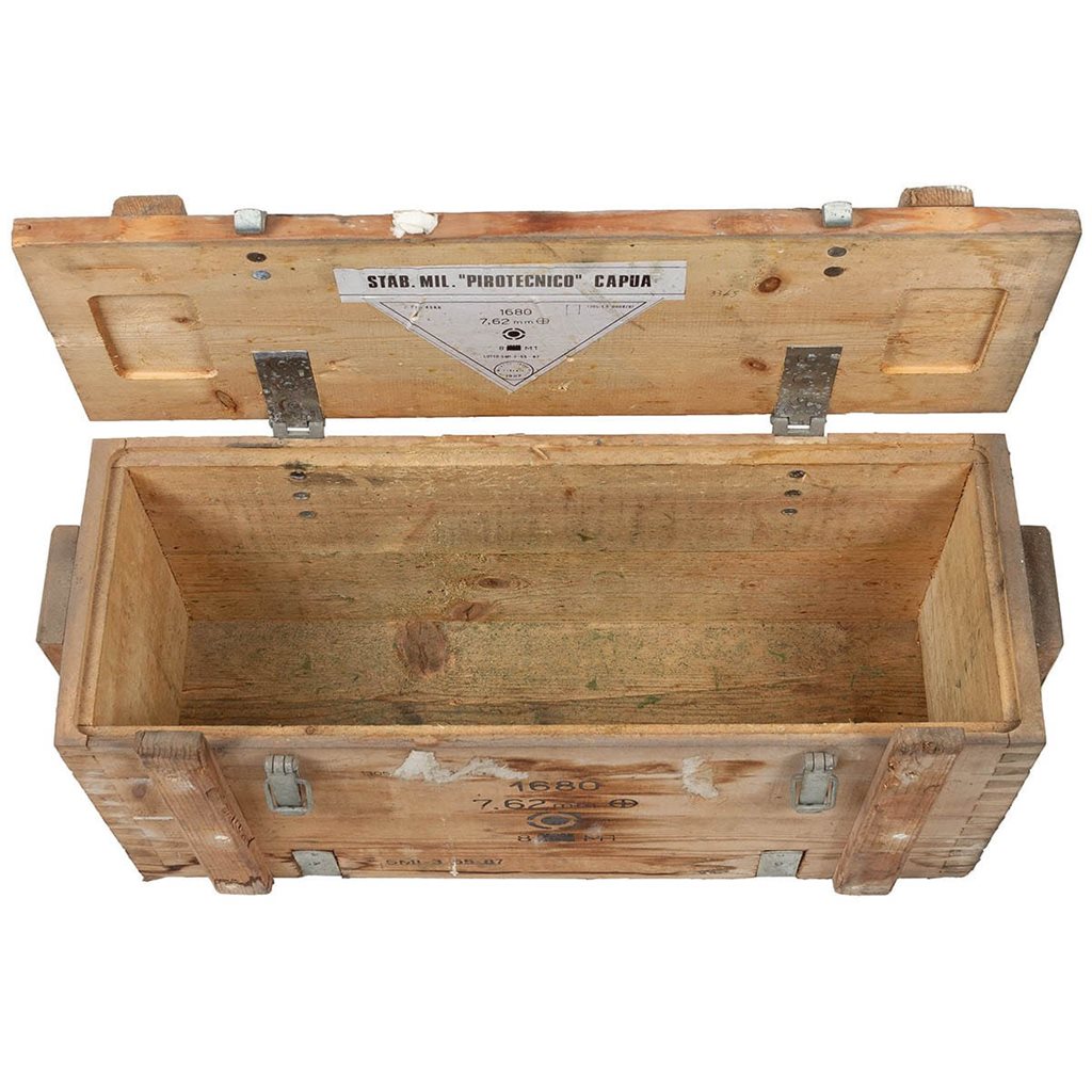 Caja de transporte italiana de madera usada, dimensiones 67 x 24,5 x 33 cm