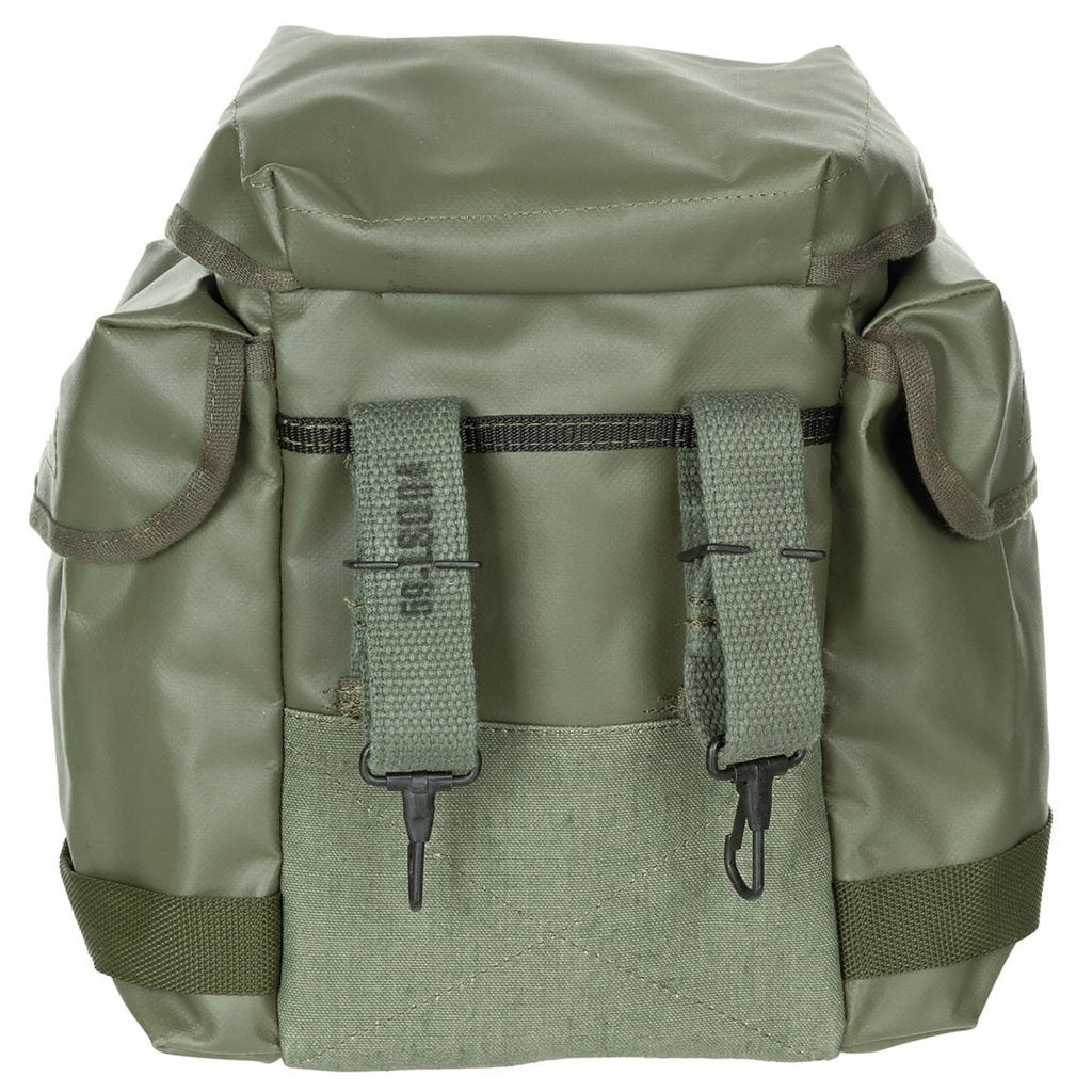 Bolsa para máscara MP5 polaca de goma verde usada, vista frontal