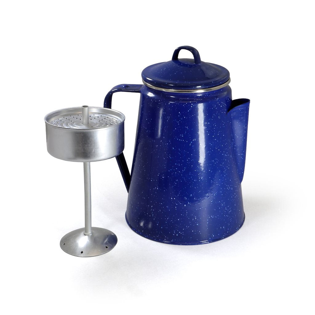 Hervidor esmaltado azul WESTERN 1,8 L con percolador y borde plateado