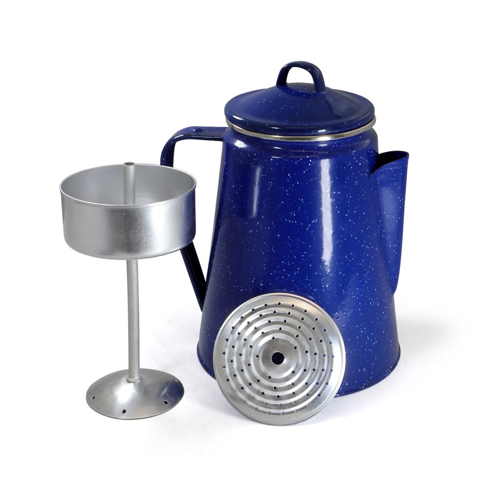 Hervidor esmaltado azul WESTERN 1,8 L con percolador y borde plateado