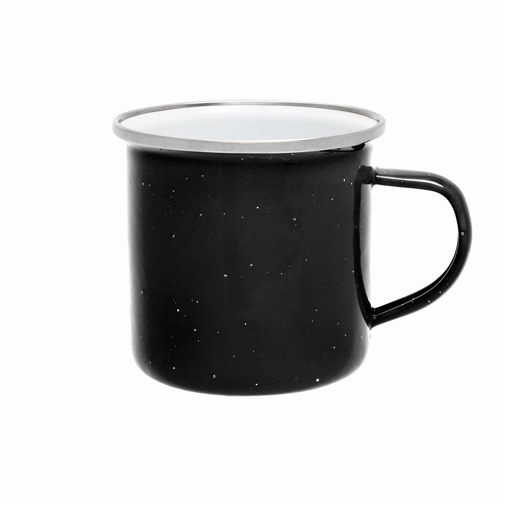 Taza esmaltada azul 360 ml con borde ancho de acero inoxidable