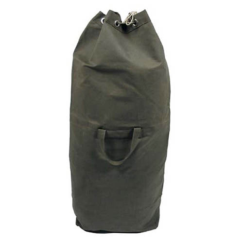 Saco de equipo militar verde usado con dos asas y cierre de cordón (63 x 115 cm)
