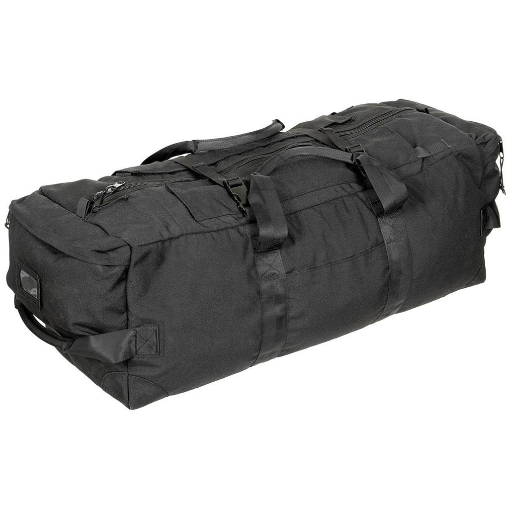 Bolsa táctica británica usada negra con correas acolchadas, 85x45x30 cm, 100% nylon