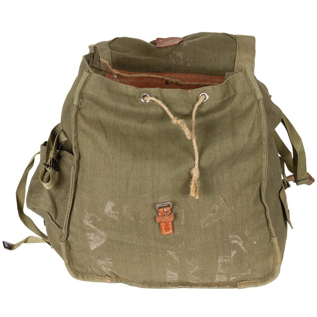 Mochila de lona rumana usada con correas de tela (630316B)