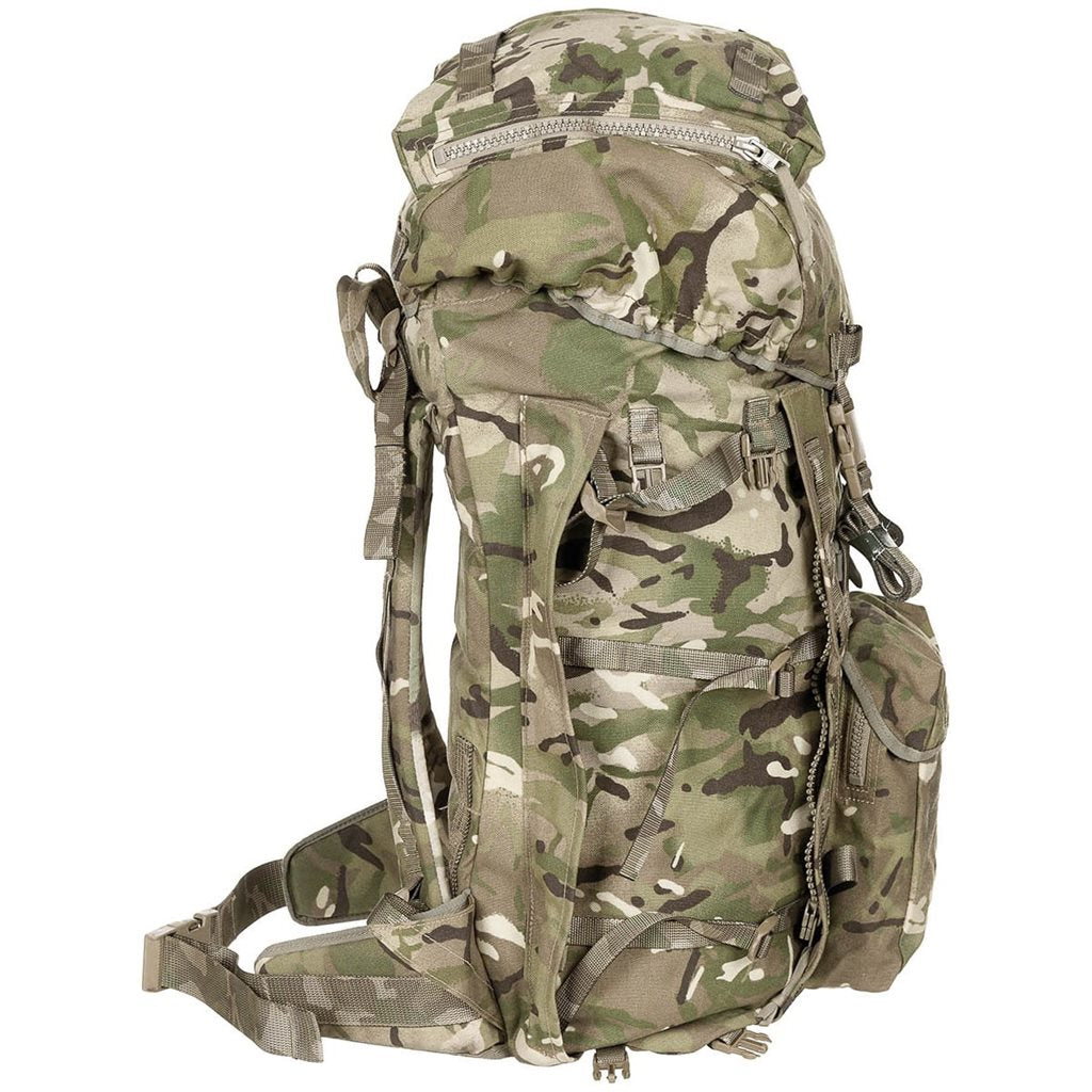 Mochila británica PLCE BERGEN long 80L, original usada, sin bolsillos laterales, Cordura nylon