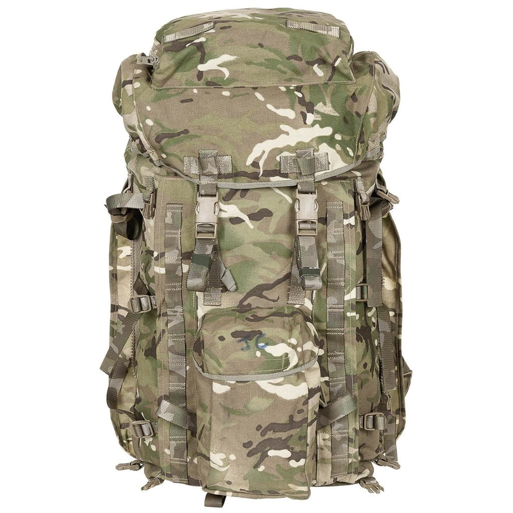 Mochila británica PLCE BERGEN long 80L, original usada, sin bolsillos laterales, Cordura nylon