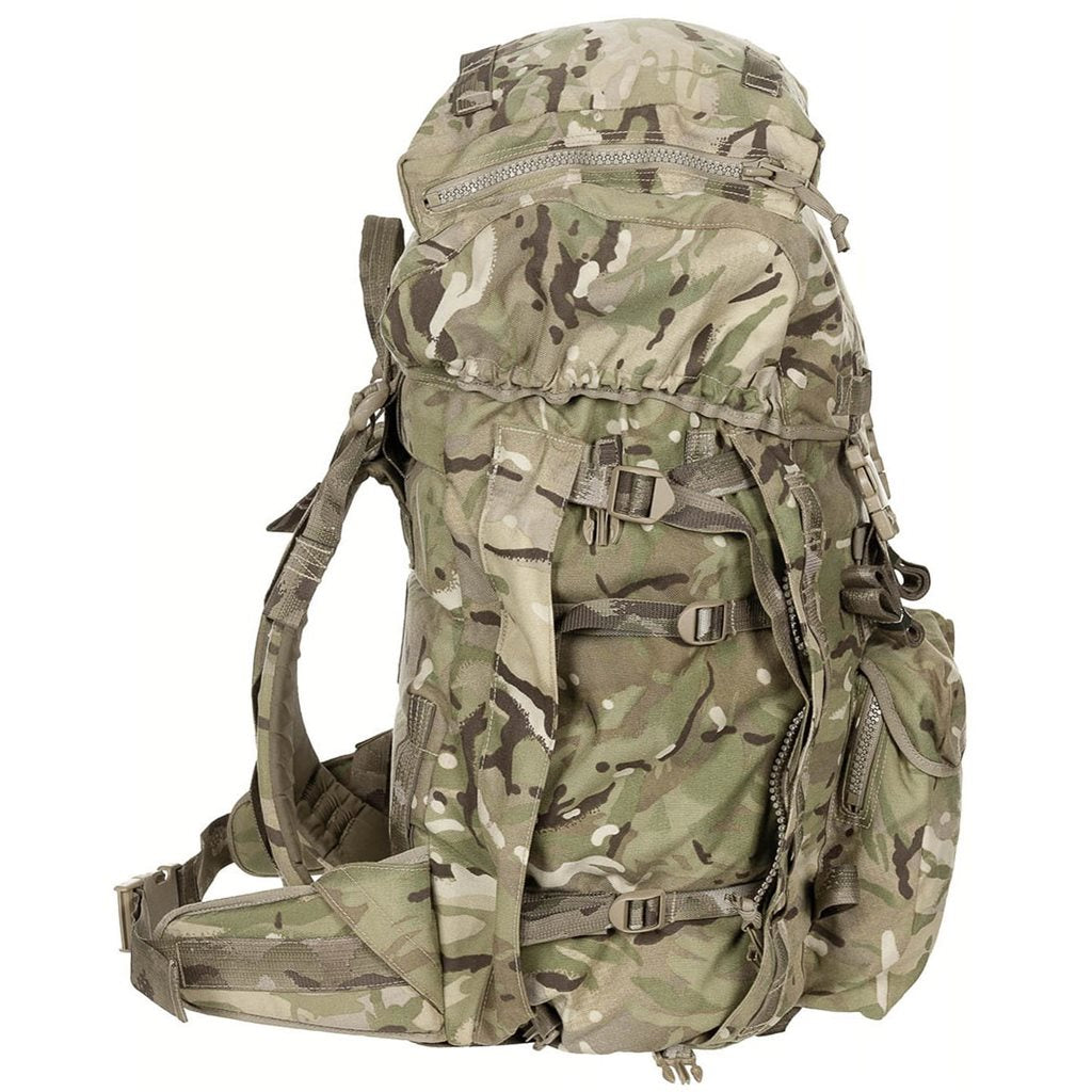 Mochila británica BERGEN 80 L original militar usada en nylon Cordura con interior recubierto de poliuretano