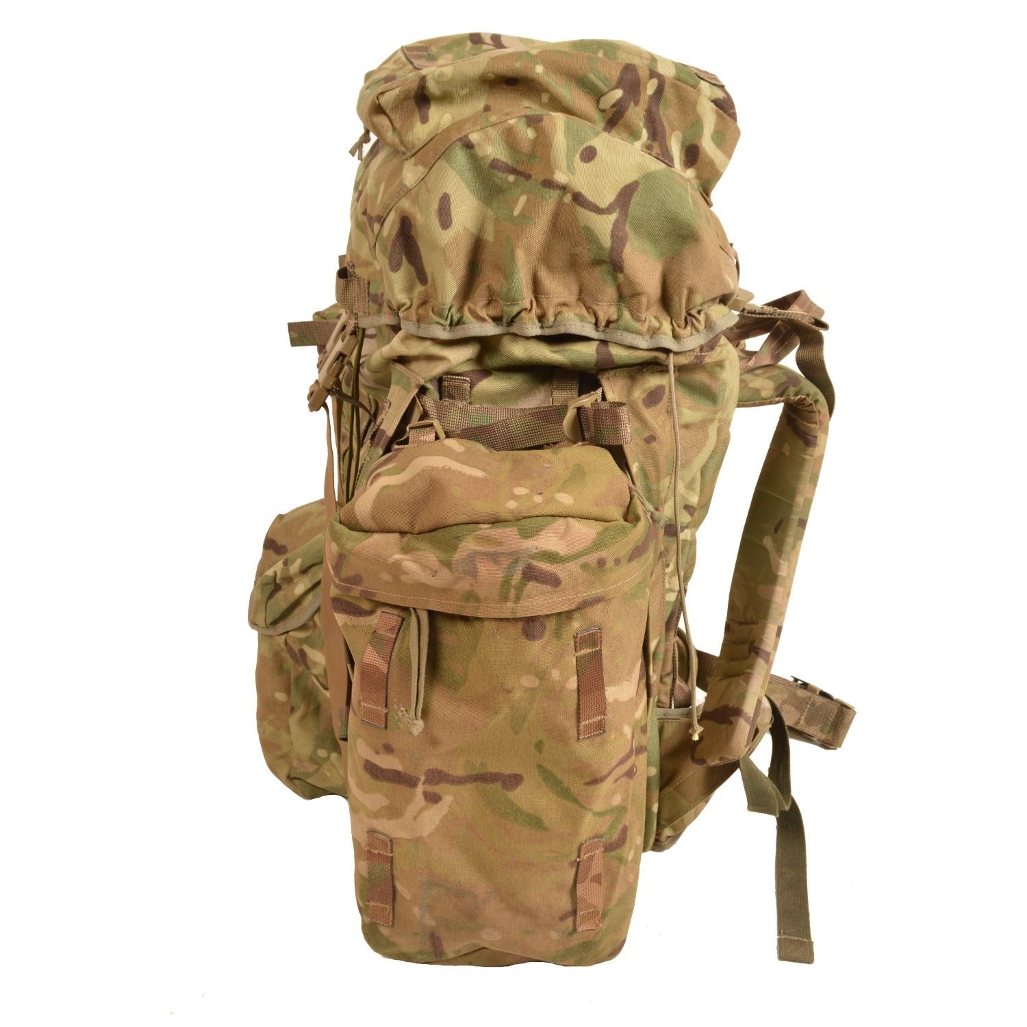 Mochila BERGEN británica original usada 80 L en Cordura nylon, interior poliuretano, falta un bolsillo lateral