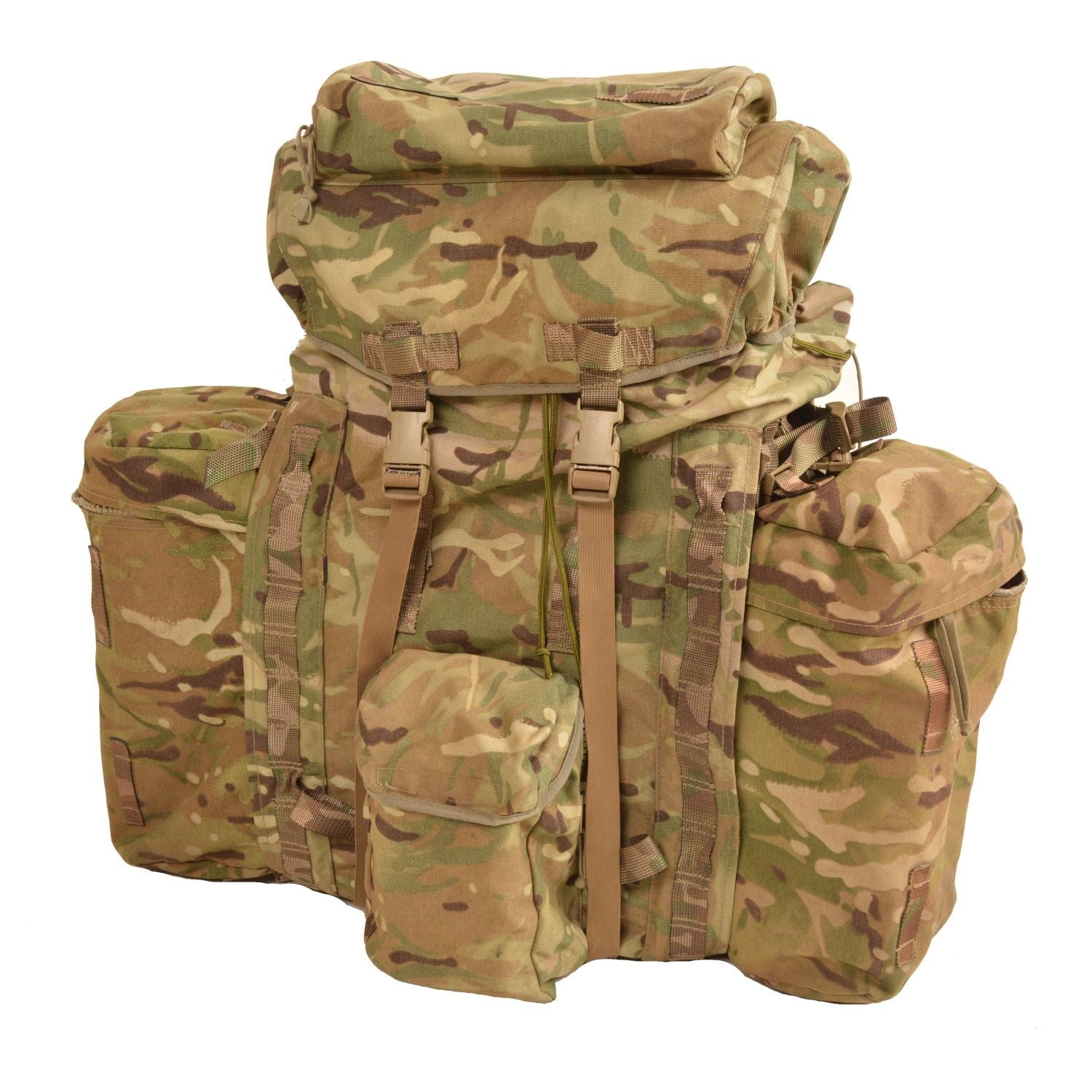 Mochila BERGEN británica original usada 80 L en Cordura nylon, interior poliuretano, falta un bolsillo lateral