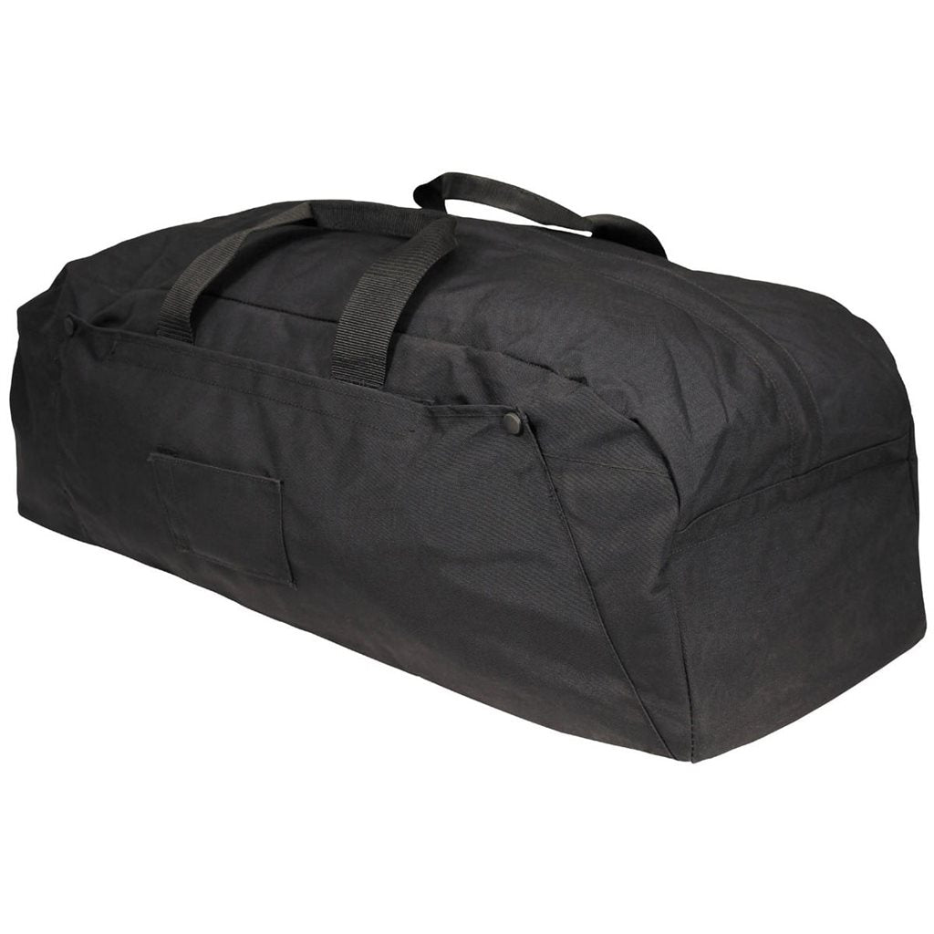 Bolsa táctica holandesa negra usada con correas acolchadas y asas para mochila o mano