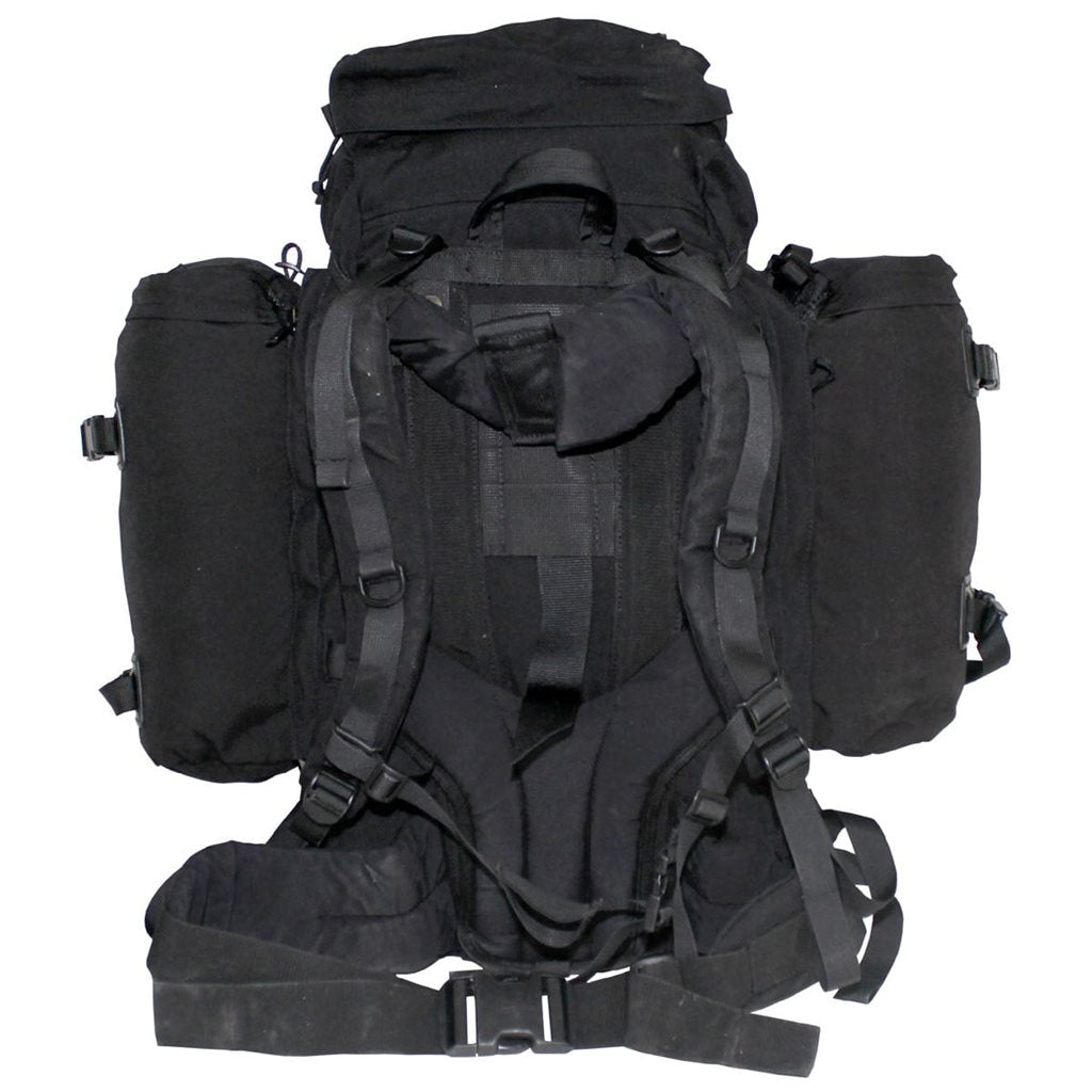 Mochila modular holandesa negra 60L+20L en 1000D Cordura usada con bolsillos laterales