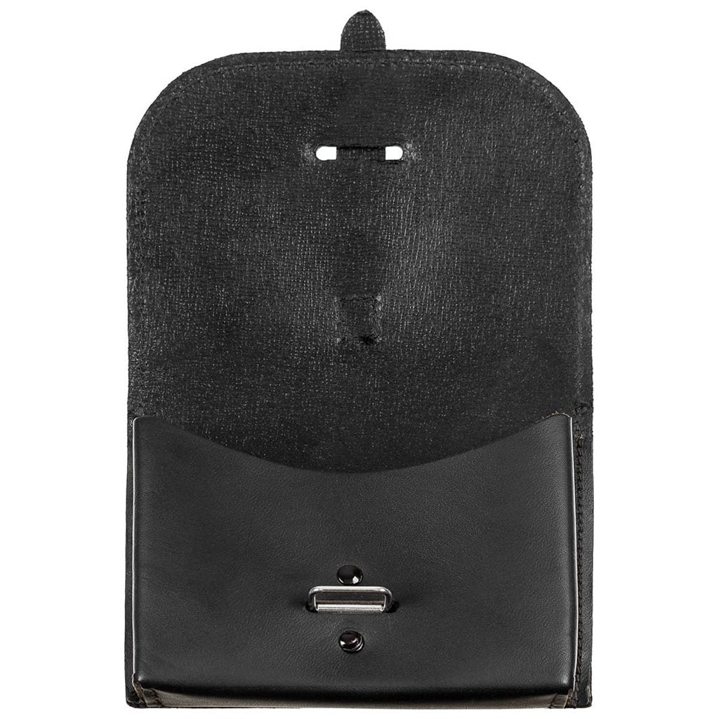 Funda italiana de cuero negra para cinturón (hasta 5 cm), origen ejército italiano