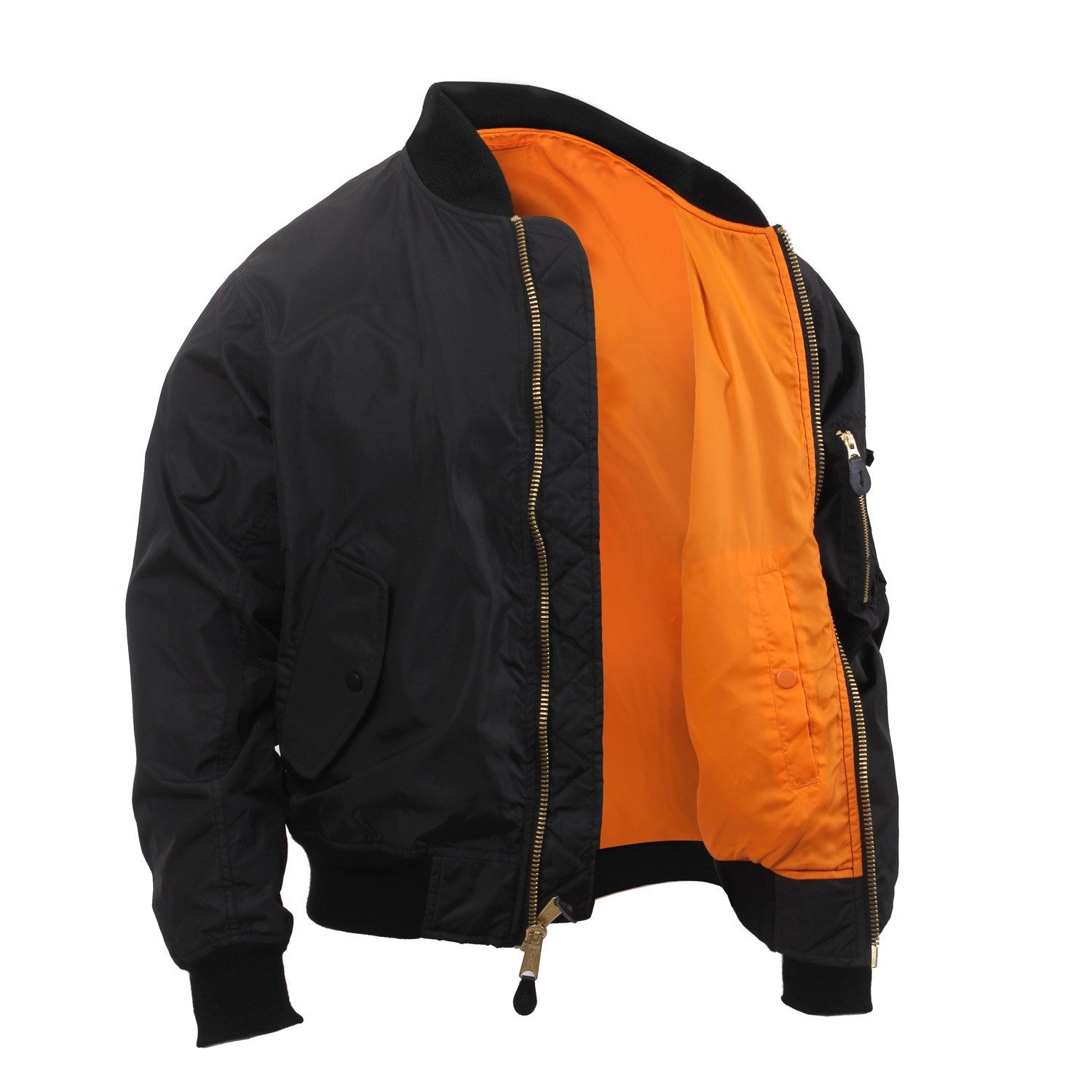 Bomber MA-1 Flight ligera negra, réplica, vista frontal