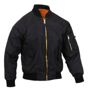 Bomber MA-1 Flight ligera negra, réplica, vista frontal