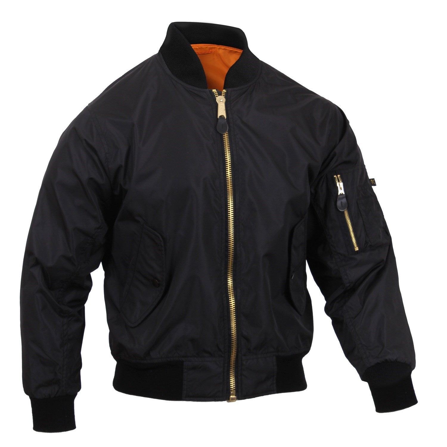 Bomber MA-1 Flight ligera negra, réplica, vista frontal
