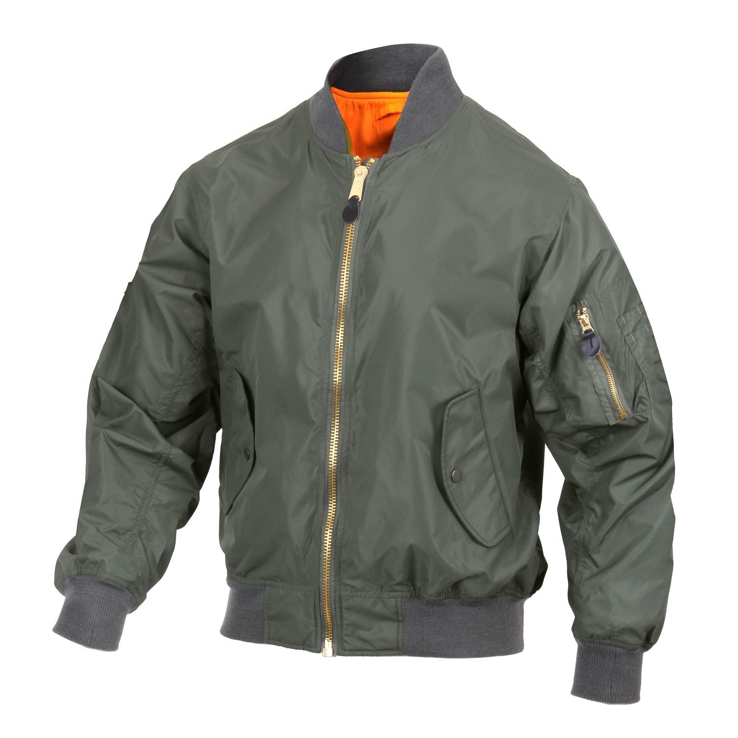 Cazadora bomber MA-1 FLIGHT ligera color SAGE con bolsillos laterales interiores