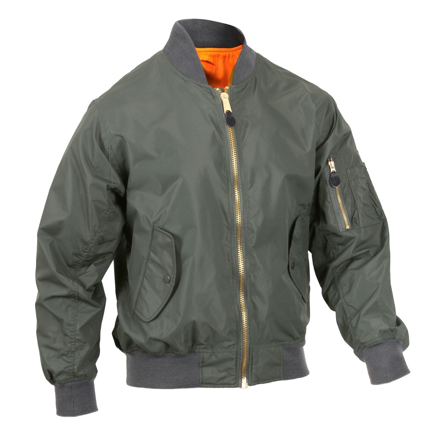 Cazadora bomber MA-1 FLIGHT ligera color SAGE con bolsillos laterales interiores