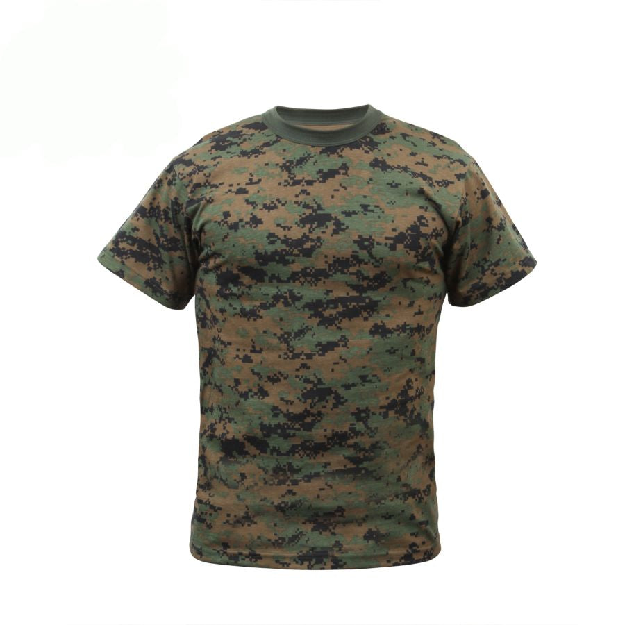 Camiseta infantil camuflaje Digital Woodland, 60% algodon 40% poliester