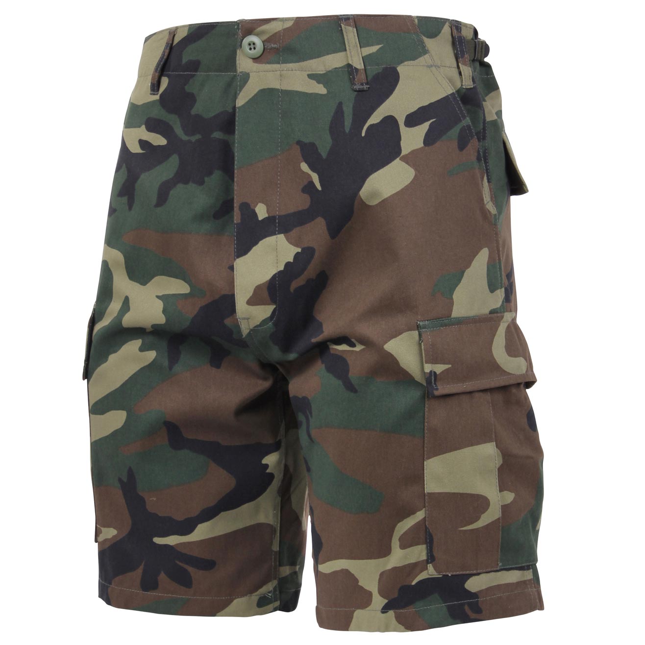 Pantalones cortos BDU Woodland con estampado camuflaje