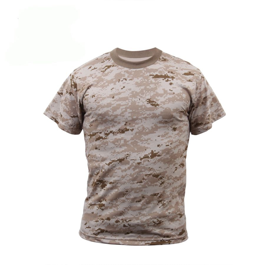 Camiseta infantil con patrón Desert Digital. Tejido 60% algodón y 40% poliéster.