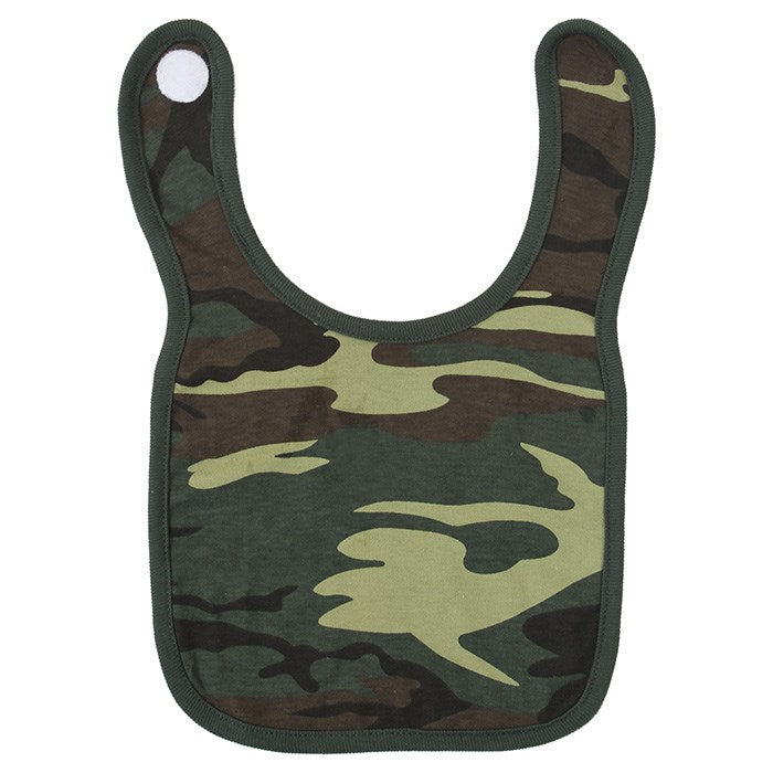 Babero infantil estilo army Woodland en camuflaje, 100% algodón con cierre de velcro