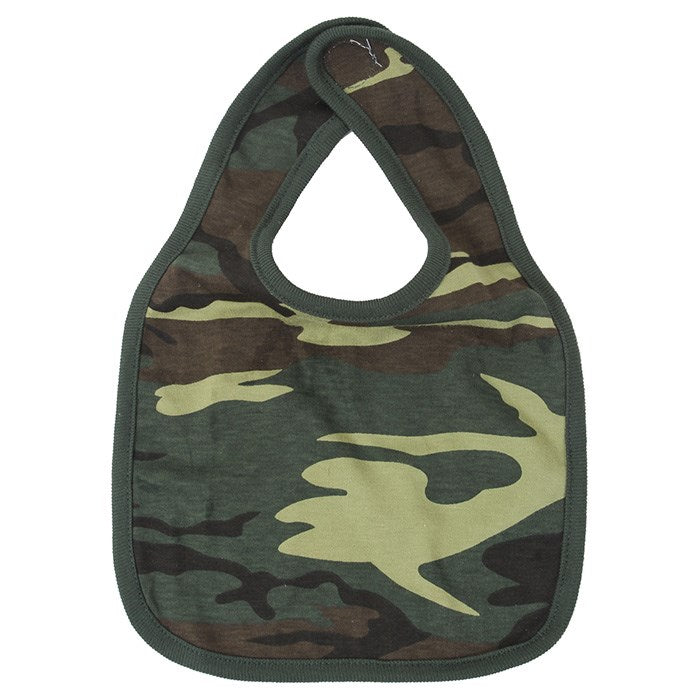 Babero infantil estilo army Woodland en camuflaje, 100% algodón con cierre de velcro