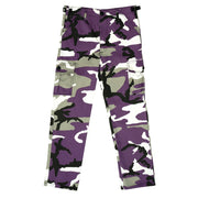 Pantalones infantiles BDU VIOET CAMO, 6 bolsillos, cierre cremallera
