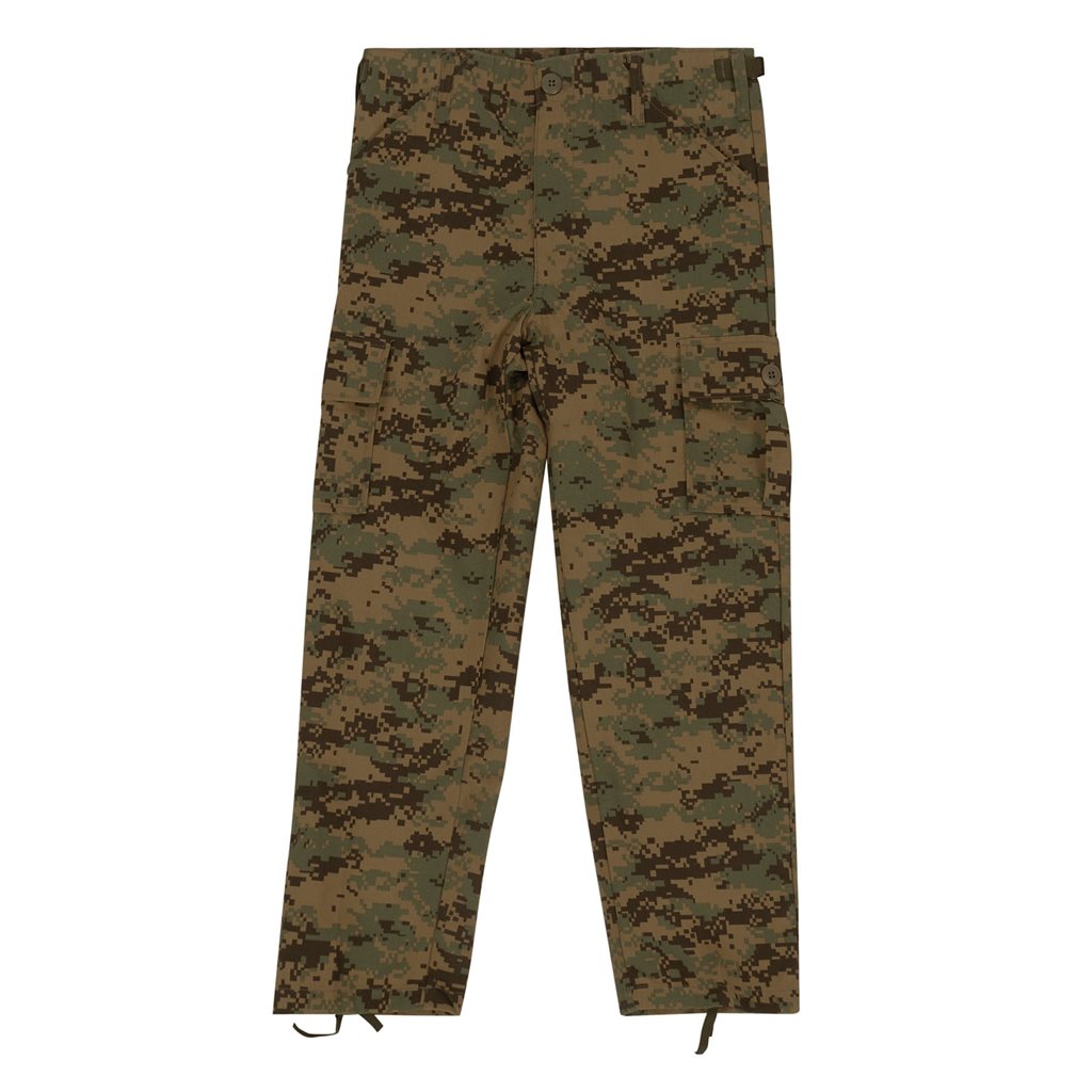 Pantalones infantiles BDU DIGITA WOODAND con 6 bolsillos y cordones en los bajos