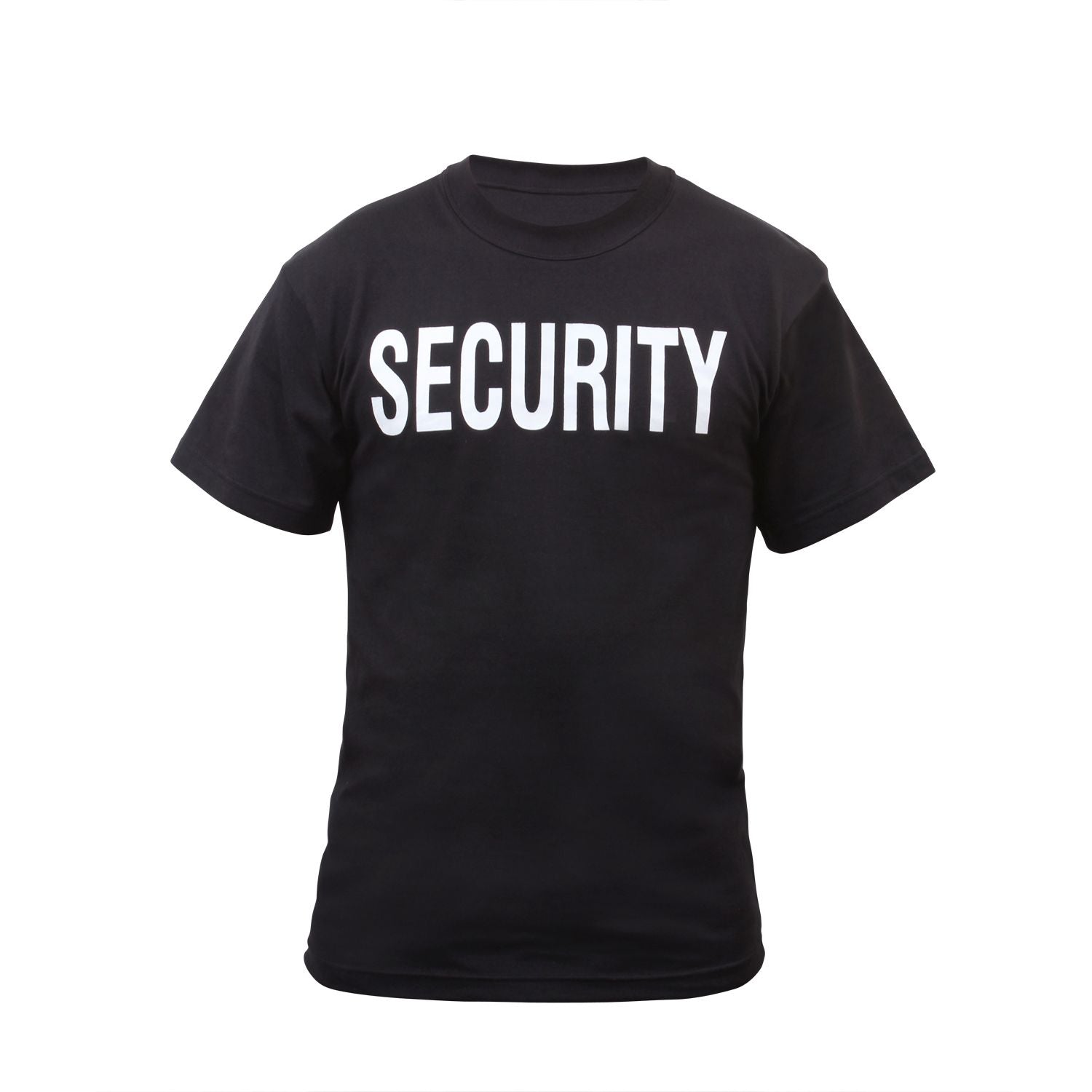 Camiseta negra con texto SECURITY en el pecho, manga corta, tallas hasta 8XL