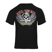 Camiseta negra KI'EM A con estampado de calavera con boina y bayoneta