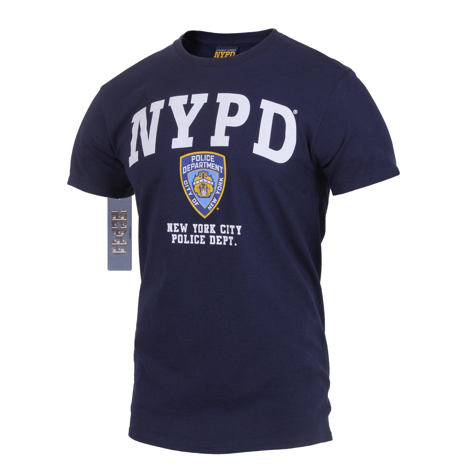 Camiseta azul con estampado NYPD frontal, licencia oficial, algodón 100%